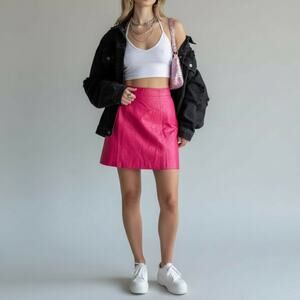 VTG Wilsons Pink Leather Skirt